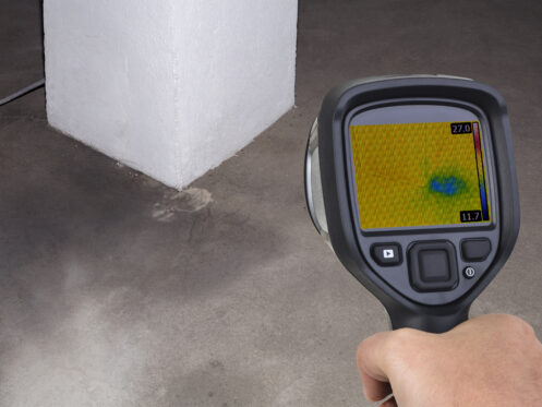 Using an infrared detector to look for a leak under a slab