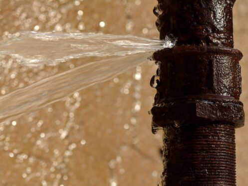 A pipe that has sprung a leak in AZ