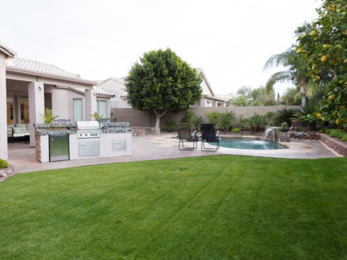 Arizona backyard with pool in background